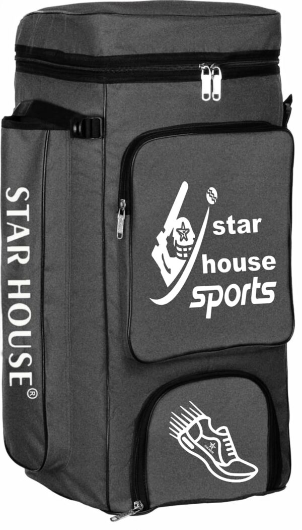 Grow wings Star House Cricket Kit Bag Code Material and Soft and Smooth Zipper (Grey)