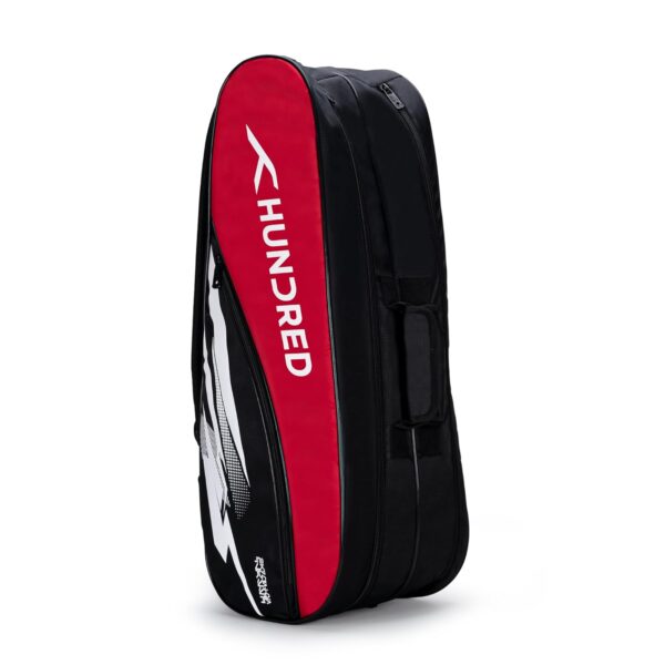 Hundred Cosmogear Badminton Kit-Bag (Black/Red)|Double Zipper|Bag with Front Zipper Pocket