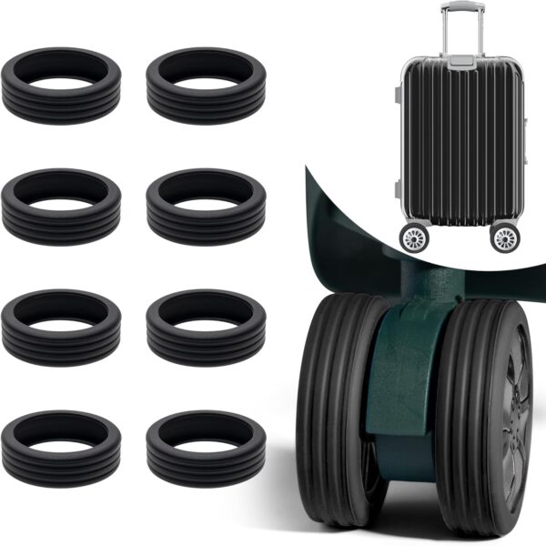 XUTOR Luggage Wheel Silicone Protector Cover 8PCS Trolley Wheel Cover Silicone Shock Absorption Wheel Cover for Trolley Bag Suitcase Wheel Cover Silicone for Most 8 Spinner Wheel Bag/Chair (3, Back)