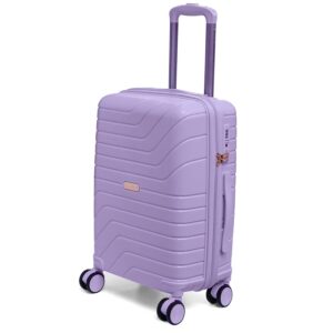 ROMEING Tuscany 20 inch, Polypropylene Luggage, Hard Sided, (Purple 55 cms) Small Cabin Trolley Bag | 8 Spinner Smooth Wheels | TSA Lock | Unbreakable | Men & Women