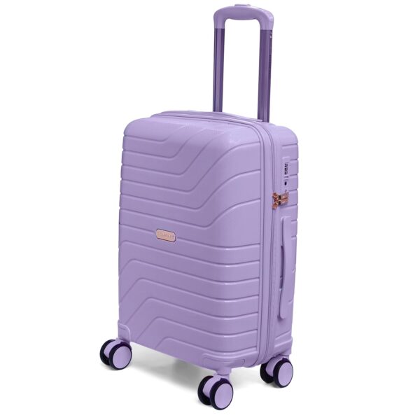 ROMEING Tuscany 20 inch, Polypropylene Luggage, Hard Sided, (Purple 55 cms) Small Cabin Trolley Bag | 8 Spinner Smooth Wheels | TSA Lock | Unbreakable | Men & Women