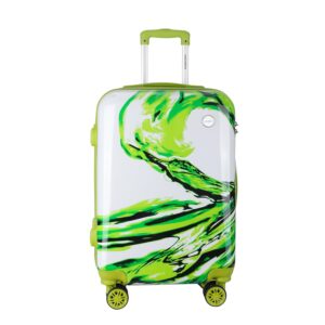 3G Vacanza Printed Hardsided Polycarbonate Unbreakable Luggage Trolley Bag Set Cabin (55 cm) – White,Green