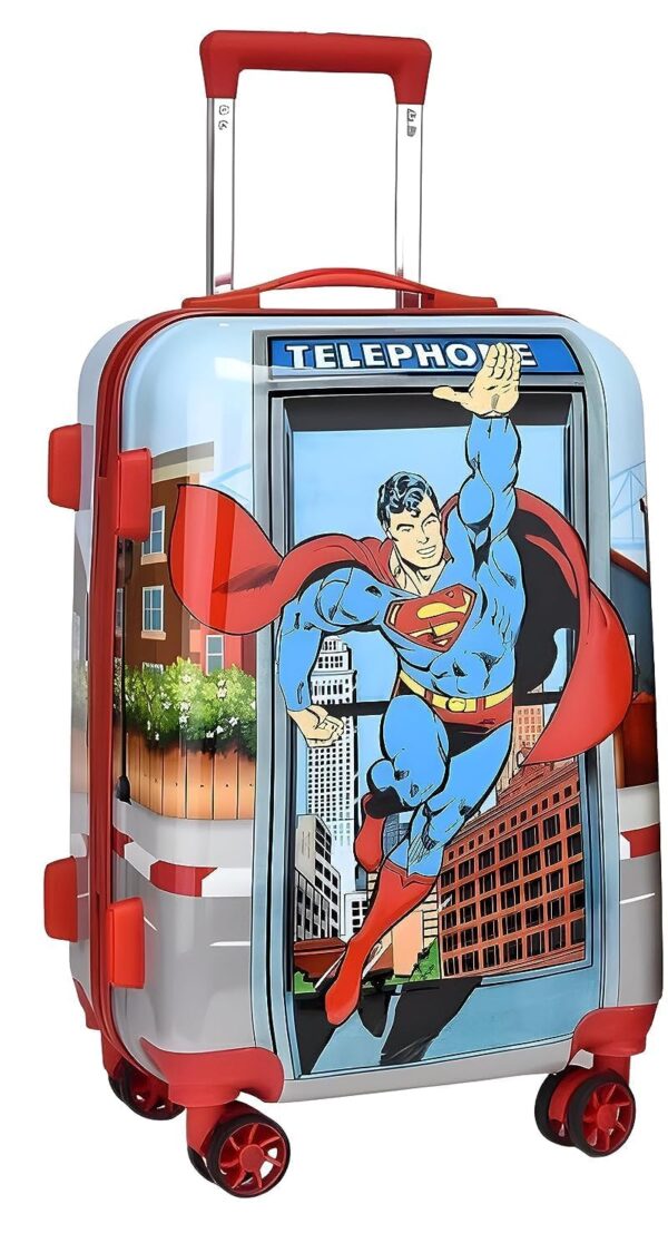 HARSEHAJ PRODUCTS Stylish Superman Polycarbonate Extra Light Weight & Non Breakable Kids Hard Luggage Trolley Bag for Travelling (20 Inch)