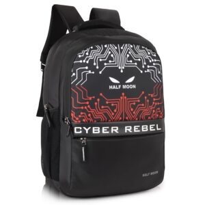 Half Moon Cyber Rebel Backpack for Men Boys | 35L Bag for Boys | Backbencher Bagpack | College School Travel Use with 15.6 Inch Padded Laptop Compartment