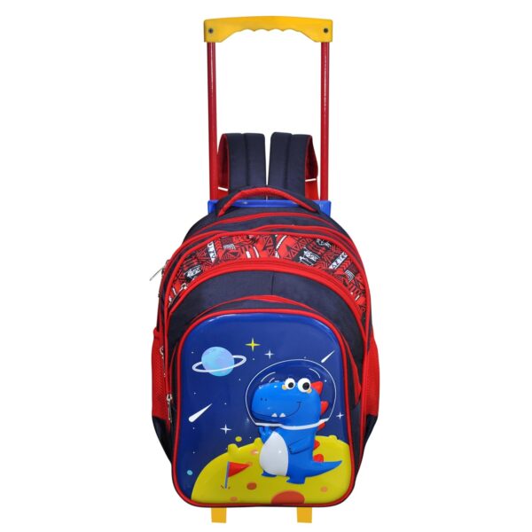 Happile Kids hardshell Dinosaur Theme BackPack Blue &Multicolor- Height 18 Inches Trolley Bag (Apt for 5-10Yrs Kids)