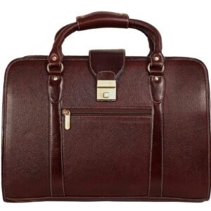 HYATT Leather Accessories 24 Litres Leather Laptop Briefcase Bag for Men Office (L-45.7 x H-35.6 x W-15.2 cm)