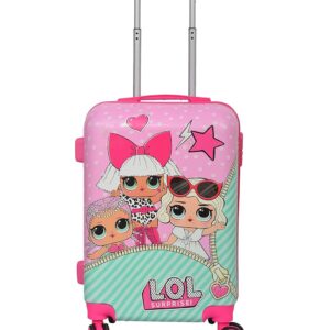 D’s PARADISE Kid’s 20 Inches Pink Polycarbonate Hard-case LOL Doll Print Suitcase Trolley Bag for Girl’s (4-15 Years)