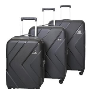 American Tourister Kamiliant 3 Pc Set 55 Cms, 68 Cms & 79 Cms Small, Medium & Large Set of Hard Sided 4 Wheels Spinner Trolley Bags (Black)