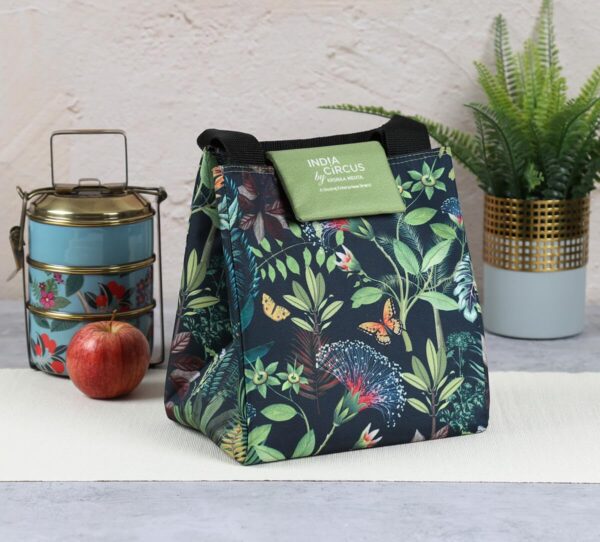 India Cicus by Krsnaa Mehta Equatorial Eden Lunch Bag for Office Women & Men | Printed Hot/Cold Tiffin Box & Bottle Travel Carry Bag | for School Picnic & School | Ideal for Gifting