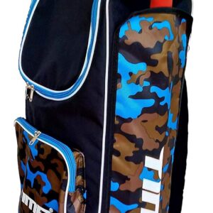 Tima Cricket Kit Bag External Standard Vertical Storage Space with Single Bat Holder (70cm x 33cm x 19cm, Blue/Black).