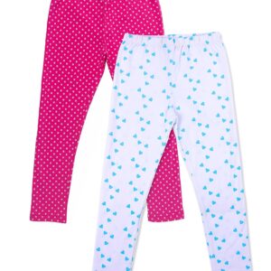 BEING IBAN Girls Cotton Pink & White Printed Leggings- 4 to 5 Years | Elasticated Waist | Pack of 2