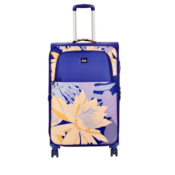 Genie Bahamas 57Cm Trolley Bag, Soft Side Premium 8 Wheel Cabin Luggage- Purple, Printed, Travel Bag for Women