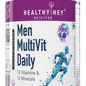 HealthyHey Nutrition MultiVitamin for Men – Multi-Vit Daily – 13 Vitamins & 12 Minerals – 90 Vegetable Capsules