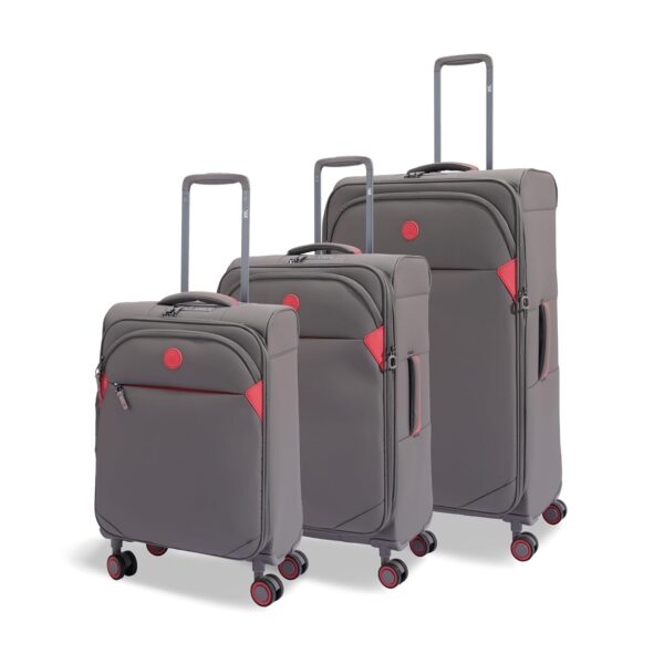 Wander X Sydney Trolley Bag with Smooth Mobility, Spacious Interior & Premium Polyester Material Set of 3 (Grey)