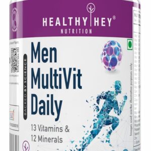 HealthyHey Nutrition MultiVitamin for Men – Multi-Vit Daily – 13 Vitamins & 10 Minerals – 60 Vegetable Capsules