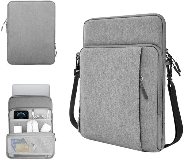 Dynotrek Tipple 13.3-14 Inch Laptop Sleeve Case Cover Pouch Sling Side Hand Bag with Shoulder Strap Dustproof Waterproof for Men Women -Denim Grey