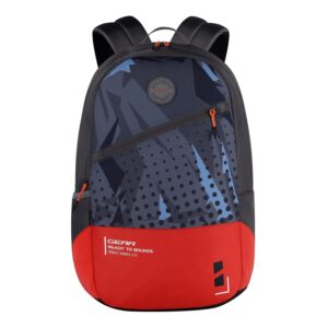 Gear Bounce 27L Medium Water Resistant School Bag/Casual Backpack/Daypack/College Bag for Men/Women (Grey-Orange)