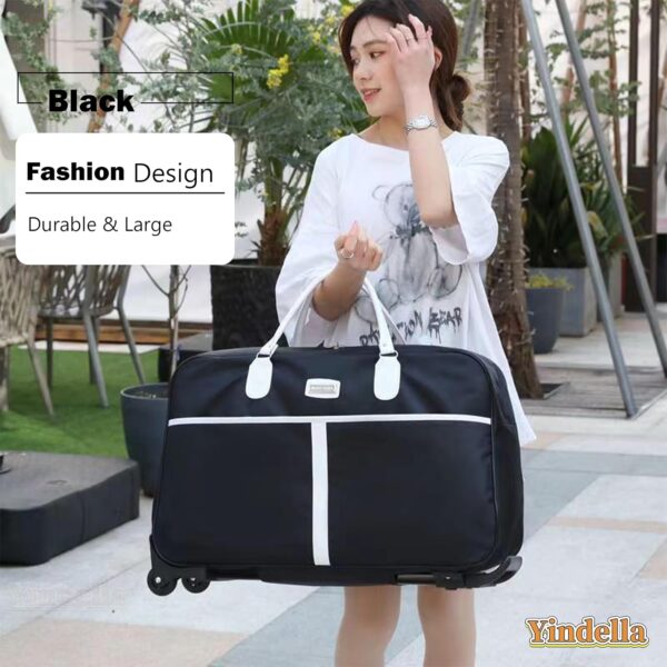 Yindella Stylish and Durable Trolley Bag with Rolling Wheels and Adjustable Handle Ideal for Travel, Business Trips, Weekend and Daily Use Lightweight with Spacious Interior (Black)