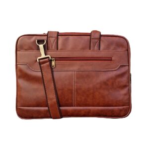 Fashion Link leather messenger bag for laptop, waterproof, slim, stylish, durable, best in 16 inch laptop messenger bag, adjustable shoulder strap, easy to carry, multi-functional (Tan) color