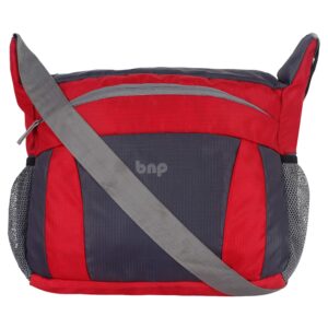 Bags N Packs Modern Stylish Polyester Crossbody Sling Bag for Men/Women/Boy/Girls (Red-Grey)