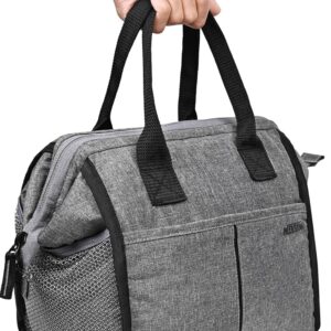 Wooum Pvc Lunch Bag For Men, Women, Lunch Bag For Office, Travel Lunch Pouch, Lunch Box With Handle And Front & Side Pockets, Tiffin Lunch Bag For School, College And Picnic, Grey