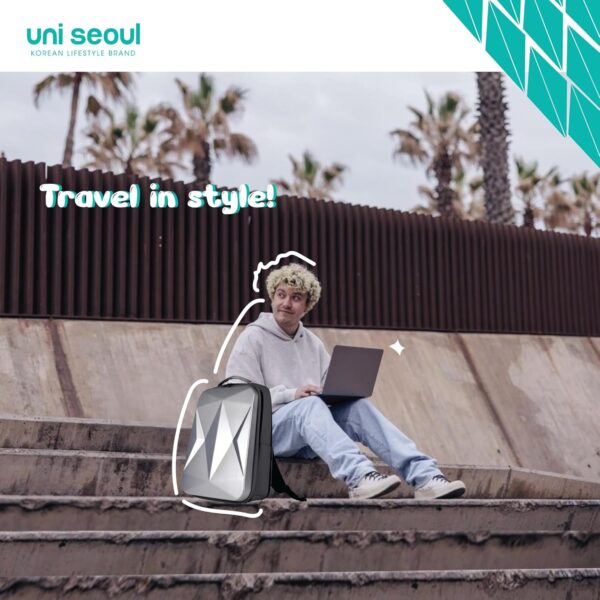 Uni Seoul Hardshell Laptop Travel Backpack | Laptop Bag |Backpack with USB Charging Port| Hardcase Bag |