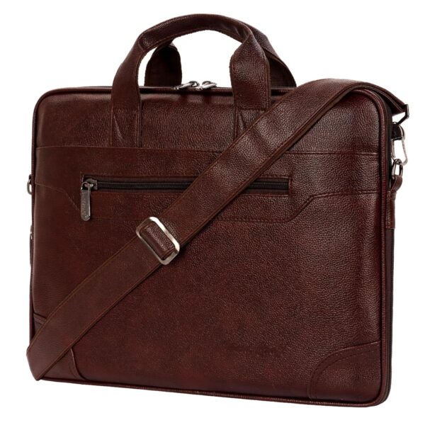 Hard Craft PU Leather Formal Office Sleeve Bag For 15.6 inch Laptop MacBook INoteBook Notepad Tablets Crossbody Briefcase Messenger Bag for Men Women With Detachable Shoulder Straps