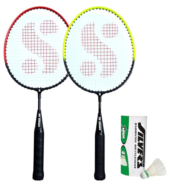 Silver’s Kids SIL-Pedal Combo-5 Aluminum 2 Badminton Racquets and 3 Shuttlecocks Set, White