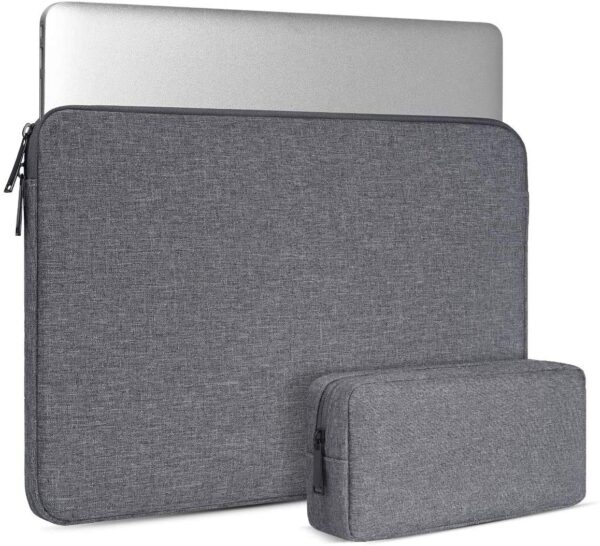 Dynotrek Grade 14 Inch Laptop Sleeve Case Cover with Charger Pouch Computer Bag for Chromebook/Stream/Inspiron/IdeaPad/Acer Spin 3/ZenBook MacBook Pro (Denim Grey)