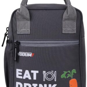 Wooum Lunch Bag, Tiffin Bag, Travel Lunch Pouch, Food Storage Bag with Handle for Office, College, School, Water Resistance Material (Size 11×7.5x4inch, Dark Grey)