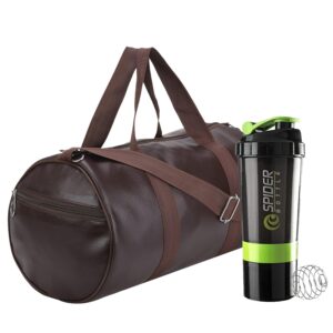 True Indian Gym Duffel Bag & 500ML Gym Shaker for Boys and Girls. Gym Water Bottle !Leakproof Shaker !Protein Shaker !Sports & Travel Bag !Fitness Bag !Carry Bags !Sports Kit.(Pack of 2). (Green)