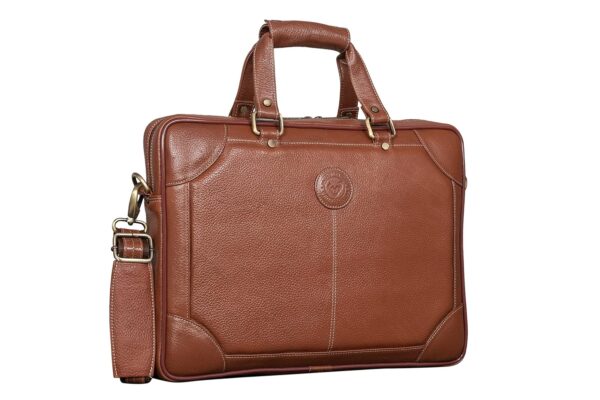 BRAND LEATHER Laptop Bag for Men – Genuine Leather Messenger Bag for Office – Fits up to 16 Inch Laptop -Brown Shoulder Bag with Multiple Compartments – Executive Leather Bag for Work and Travel