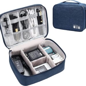 Lazer Electronics Accessories Organizer Bag | Universal Carry Polyester Travel Cable Organizer Case for USB, Phone Charger, Power Bank, Headphones, Memory Cards, Hard Drive, Multi-Function (Blue)