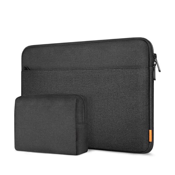 Dynotrek Protector 13.3 inch Laptop Sleeve Case Cover with Charger Pouch Hand Bag for Men Women Compatible Most MackBook Dust-Proof Bump-Proof Waterproof Fabric -Charcoal Black