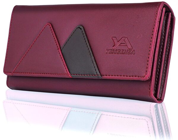 YESSBENZA Women’s and Girls Synthetic Faux Leather Wrist Two-fold Hand Clutch Mobile Handbag (YTFC-2402MAROON)