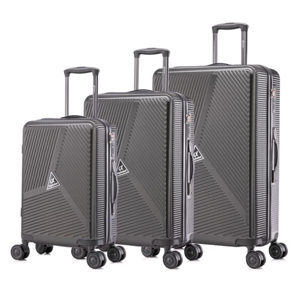 Alphabet Bristol Hard Sided Polycarbonate Small, Medium & Large Size Luggage Set of 3pcs 8 Wheel Trolley Bag/Suitcase Set 55Cm, 65Cm & 75Cm (Grey)