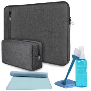 SiCoast 15.6 Inch Protective Laptop Cover & Accessories Kit – Waterproof Case, 360° Padded Sleeve, Zipper Pocket, Charger Pouch with Keyboard Cover and Cleaning Kit- Men & Women