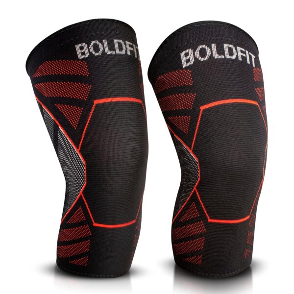 Boldfit Nylon Knee Support, Knee Caps, Knee Brace For Knee Pain Relief Products, Knee Pad Leg Sleeves, Gym Squats Knee Belt Knee Support For Men and Women-Red, S