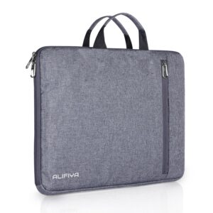 Alifiya Polyester Laptop Sleeve Cover Bag 14 inch for Dell/Lenovo/Asus/HP/Acer (Grey_L22, 180 Degree Opening)