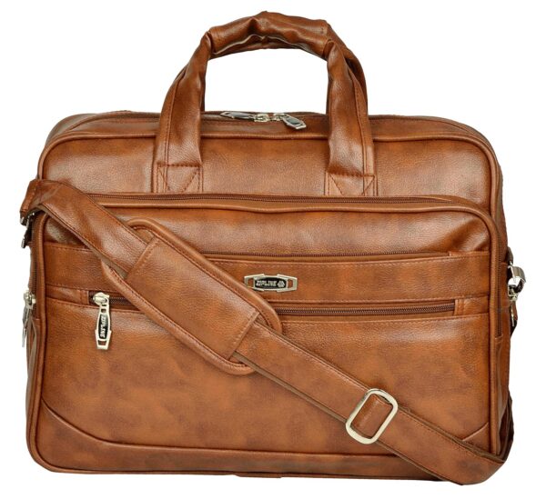 Zipline Office Laptop Vegan Leather Executive Formal 15.6 Laptop Briefcase Messenger Bag for Men Women with Multiple compartments