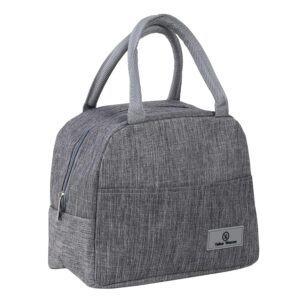 Yellow Weaves Canvas Cloth Insulated Travel Lunch/Tiffin/Storage Bag for Office, College & School (Grey, Big Size)