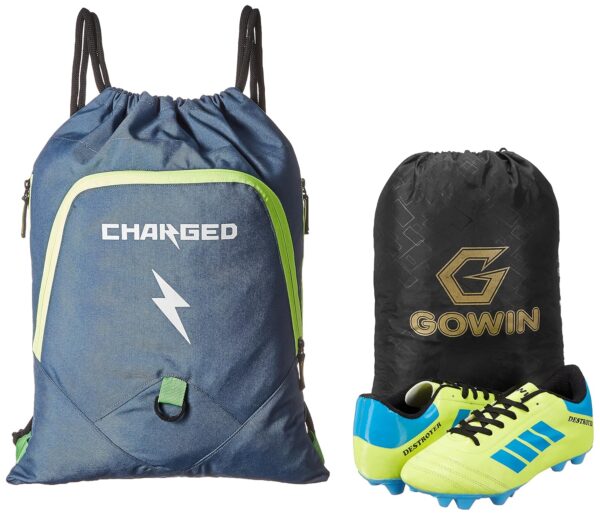 Charged Sports Bag Utile Sack Bag Blue with Gowin Football Shoe Destroyer Cyan Size-6