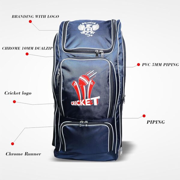 Griffin Player Special Addition Printed Wheel Cricket Kit Bag for Cricketers Player Edition Bag Backpack with Dual Bat Pockets Cricket Bag kit with Shoe Apartment