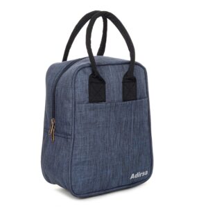 ADIRSA LB4001 Navy Blue Insulated Lunch Bag/Tiffin Bag for Men, Women, School, Picnic,Work Carry Bag for Lunch Box