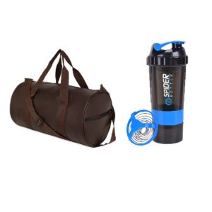 Cool Indians Combo of Sports Gym Bag with Shaker Bottle Fitness Gym Combo Kit 500 ml Protein Shaker Bottle Duffle Bag & Travel Bag Gym Bag Combo for Men & Women (Pack of 2,Black)