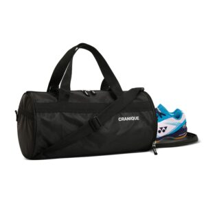 Cranique Duffle Gym Bag with Shoe Compartment & Yoga Mat Holder Shoulder Strap for Men & Women | Gym Duffel Bag | Sports Bag | Kit Bag (QGB1-Black)