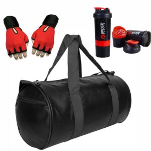 HMFURRYS FINEST Sports & Fitness Bag Combo with Weight Lifting Gloves and 500 ml Shaker