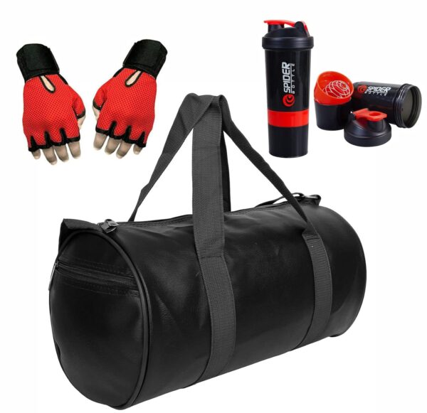 HMFURRYS FINEST Sports & Fitness Bag Combo with Weight Lifting Gloves and 500 ml Shaker