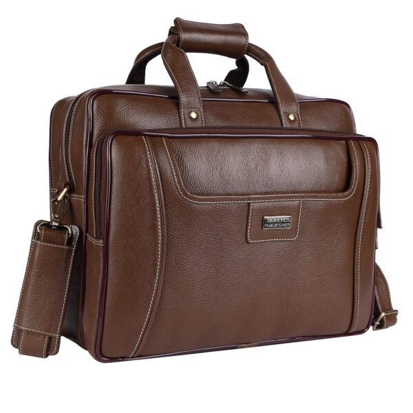 HAMMONDS FLYCATCHER Genuine Leather Laptop Bag For Men,Brushwood-Office Messenger Bag-Fits 14/15.6/16 Inch Laptop/Macbook-Water Resistant -Shoulder Bag For Travel With Warranty,H-29 Cms,One Size,Brown